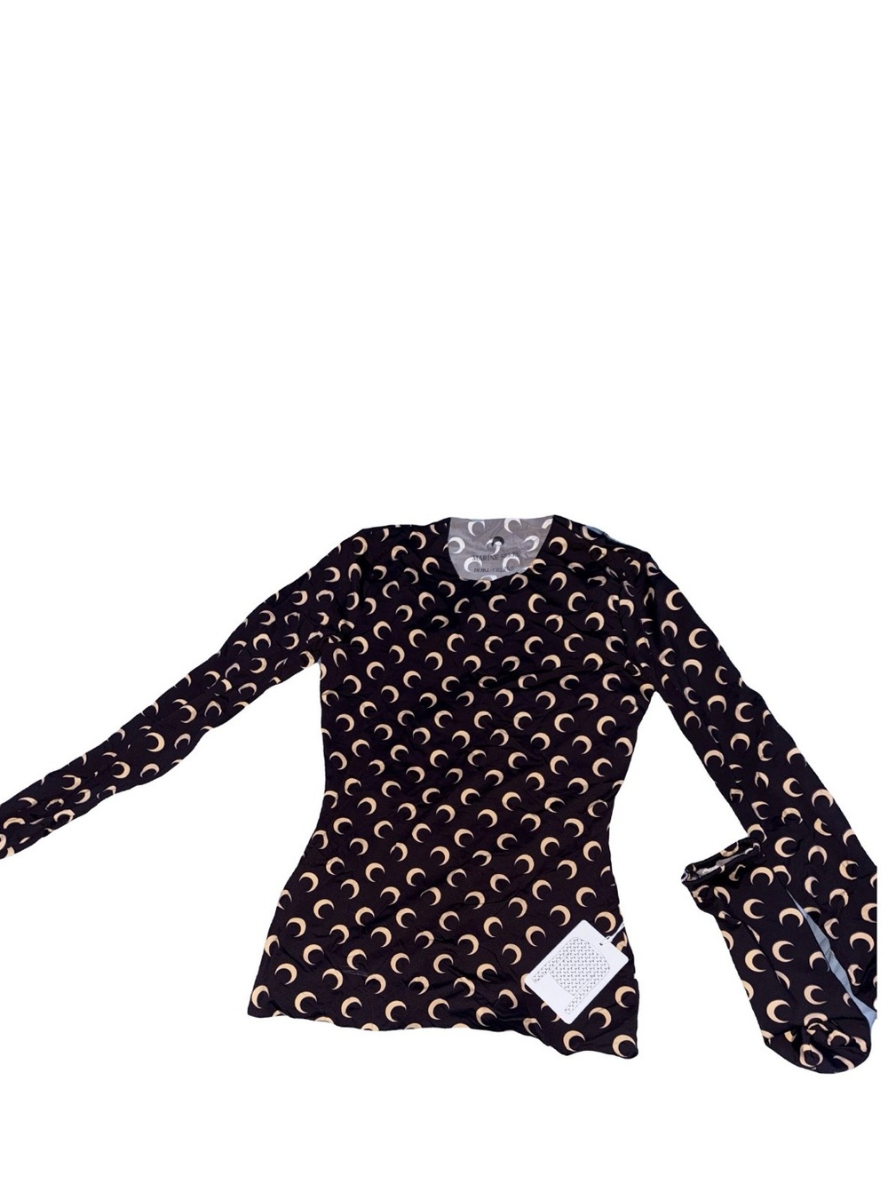 Marine Serre Black Top with tan Crescent Moon Print